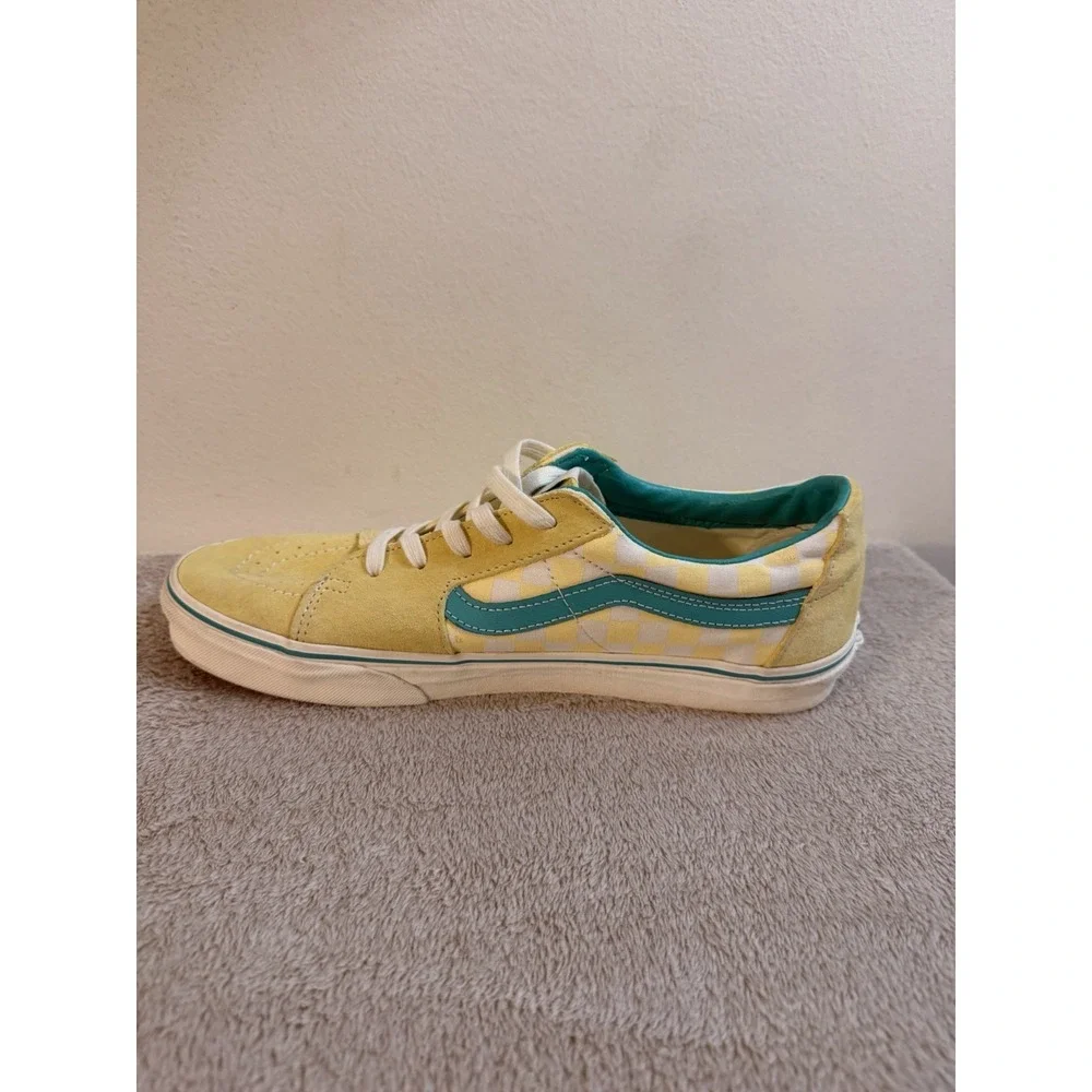Vans SK8 Low Yellow Green Checkerboard Casual Skater Sneaker Shoes Men's Size 11